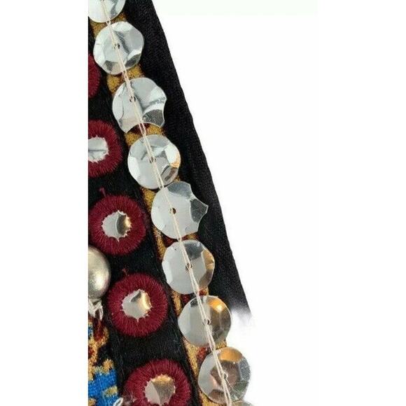 Free People Womens Rays Of Light Embellished Fringe Hem Trim Floral Jacket Large - Picture 5 of 9